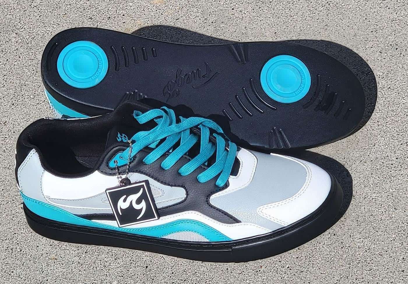 Close-up of street dance sneakers on a floor